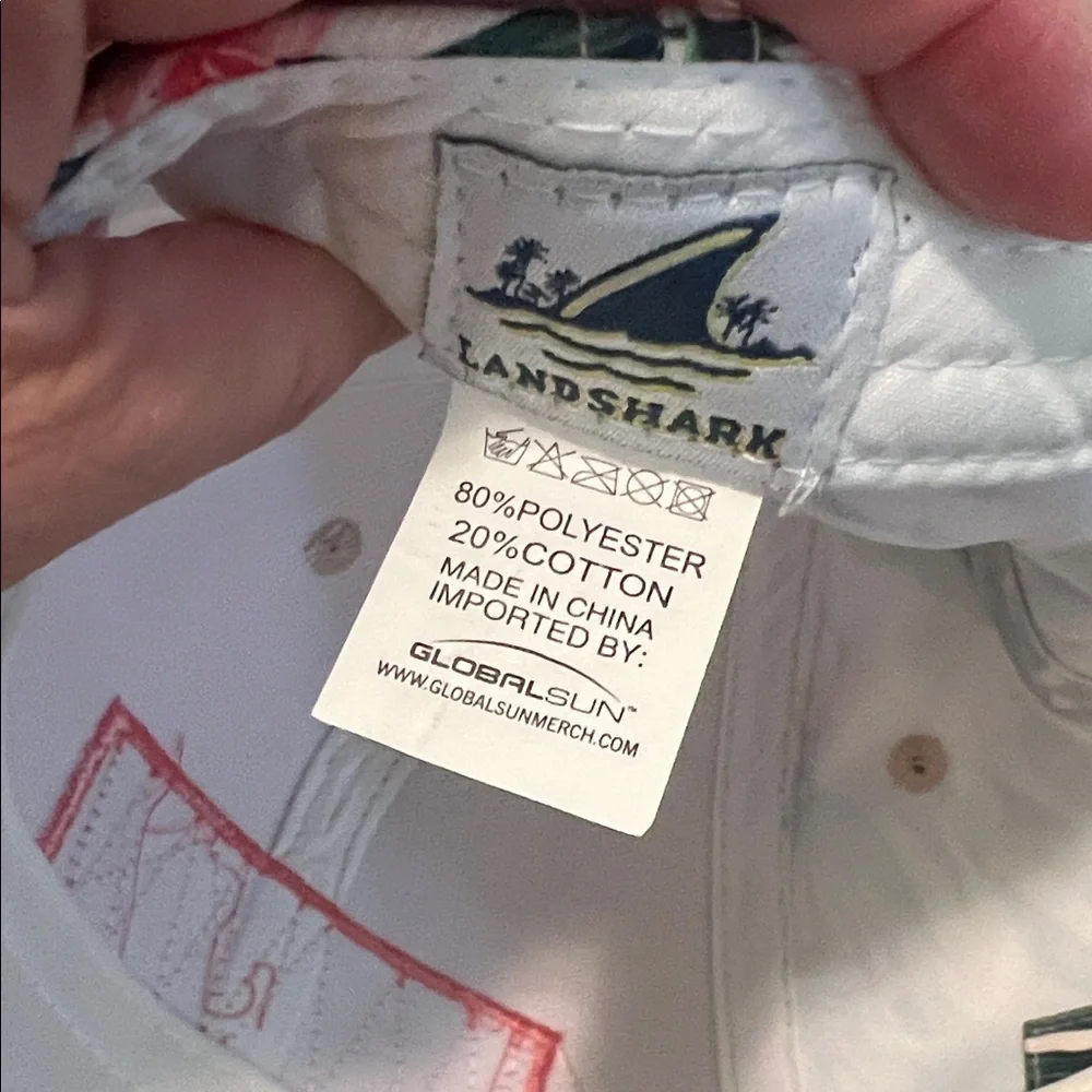 #1590** Unisex’s Landshark Tropical Floral Trucker Hat - Cream & Green - Picture 7 of 7